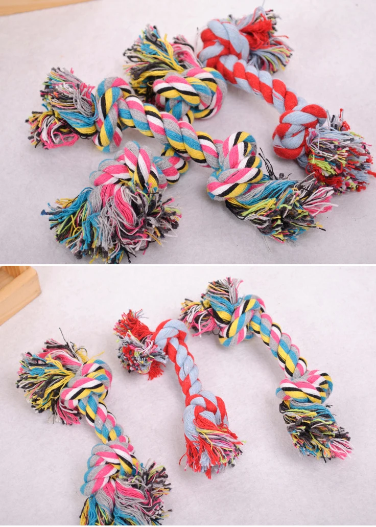 

Pets Dogs Supplies Dog Puppy Cotton Chew Knot Toy Durable Braided Bone Rope Bite Resistant Cleaning Teeth Animals Toys Playing