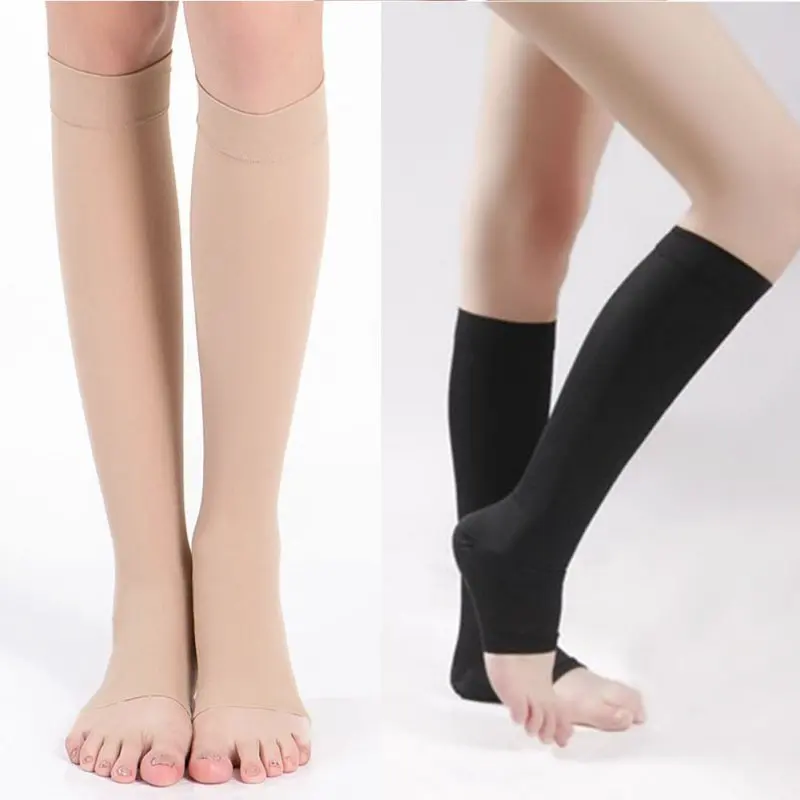 

Knee High Open Toe Unisex Compression Socks Women Men Leg Fatigue Relief Socks