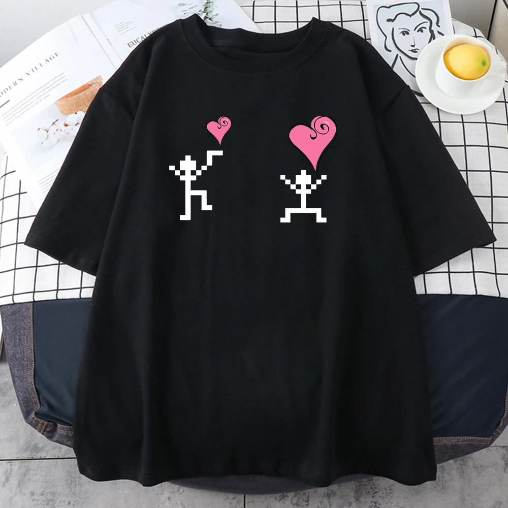 

Funny Heart Cartoon People Printing Female Tshirts Creative Fashion Top Funny Breathable T-Shirts Streetwear Casual Tshirts Mans