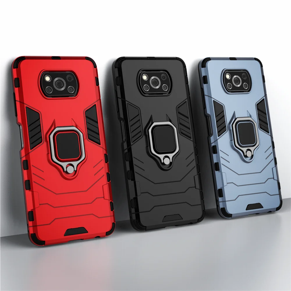 

Shockproof Armor Case for Xiaomi POCO X3 NFC Case Ring Holder Stand Phone Back Cover for Xiaomi Pocophone X3 NFC mi pocoX3 X3NFC
