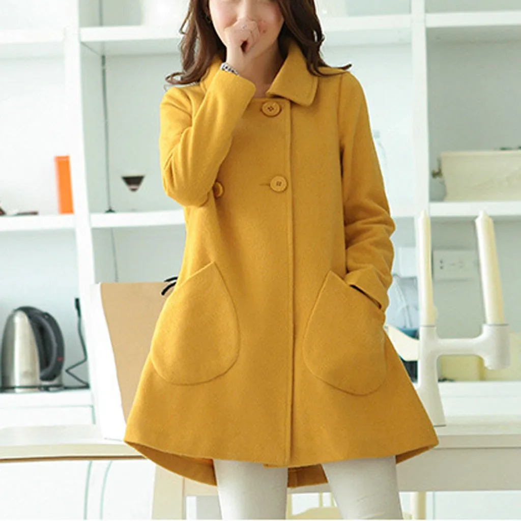 Womail Fashion Для женщин Повседневное средняя и длинная куртка Зимние шерстяные