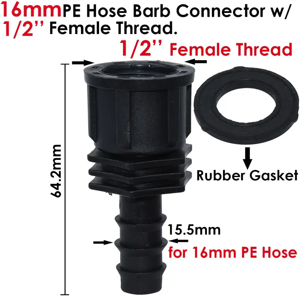 KESLA 4PCS 1/2" 3/4" Female Thread Connector To Barb 16mm 20mm PE Hose Adapter Irrigation Planter Drip System Garden Pipe Repair | Дом и