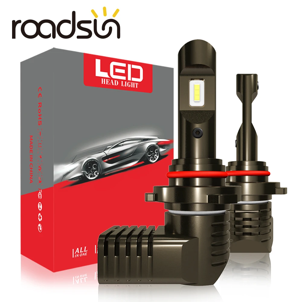 Roadsun Автомобильные фары H7 светодиодный H4 H1 мини Blulbs H11 9005 9006 CSP чипы 6000K 50W 10000LM Blub