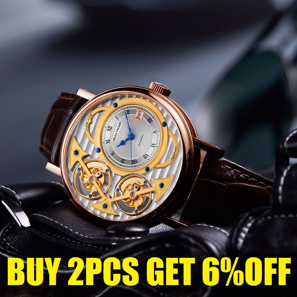 Риф Тигр/RT мужские модные повседневные наручные часы с кожаным ремешком