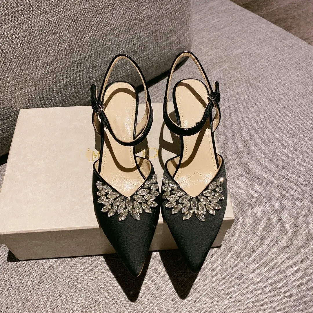 

Prowow Crystal Bling Sandals Women High Heel Silk Ankle Strap Pointed Toe Ladies Party Shoes Wedding Luxury Brand Women Sandal