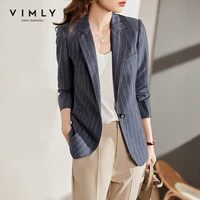 vimly striped suit jacket for women autumn 2021 new casual long sleeve office lady business capable blazer female coats f8766