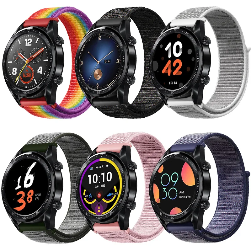 20мм 22мм спортивный нейлоновый ремешок с ремешком для часов Huawei GT / GT2 быстрый