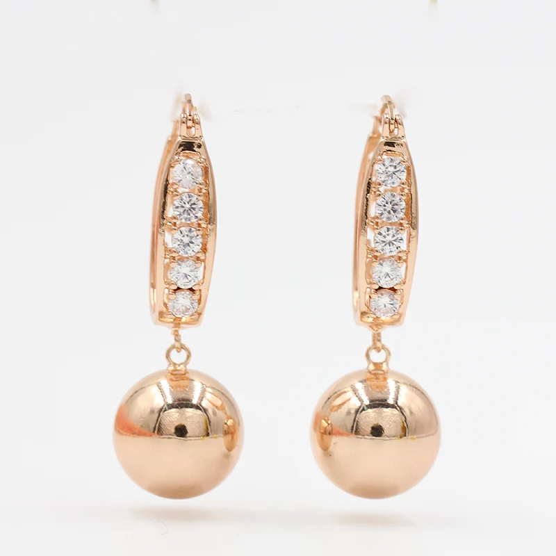 Женские свадебные серьги с круглым жемчугом из розового золота инкрустированным