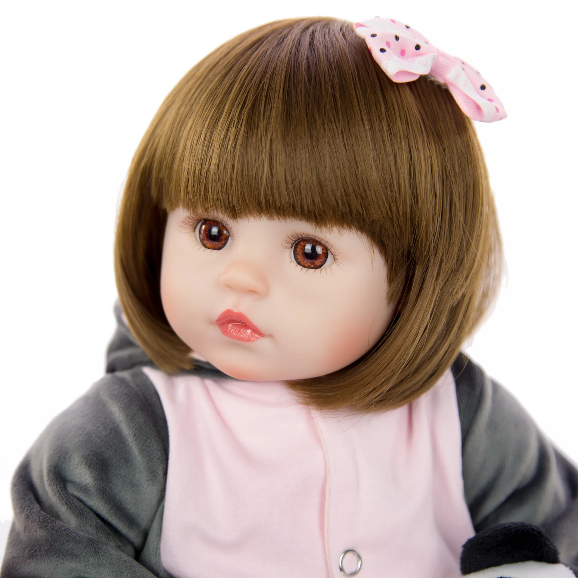 

18-inch Reborn Baby Doll New Year Gift Cute Girl with Short Hair Girls Pretend Play Toys Princess Babies Birthday Xmas Gift