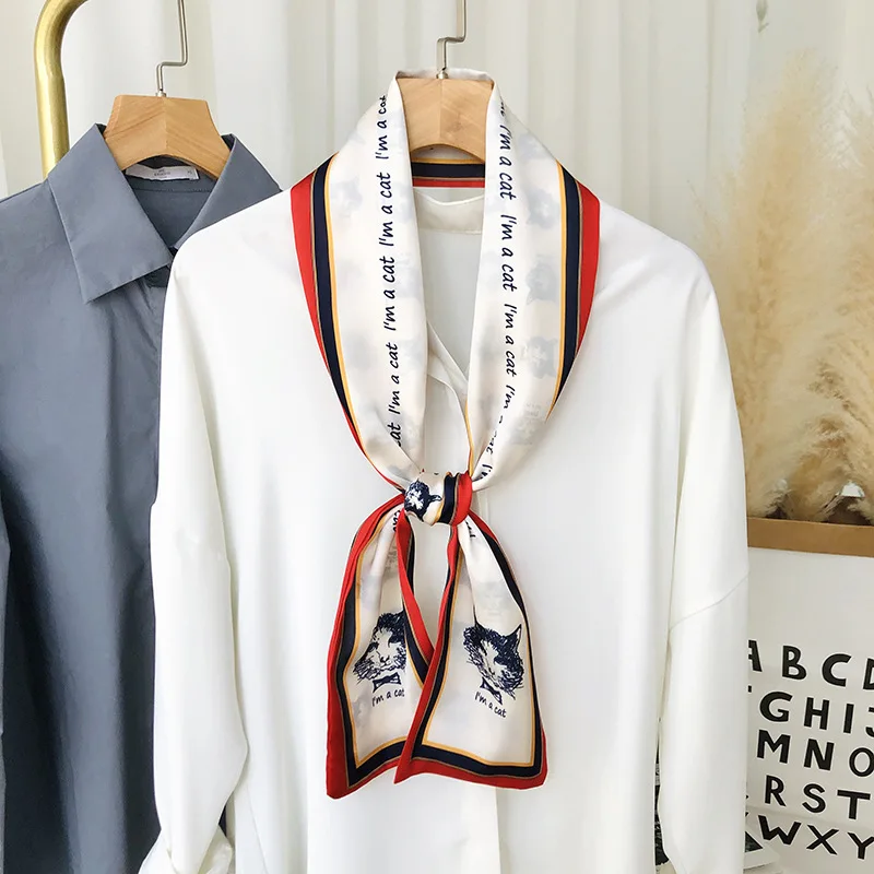 

Spring and Autumn Thin Scarf Small Scarf Korean All Match Narrow and Long Scarf Temperament Belt Suit Shirt Ribbon