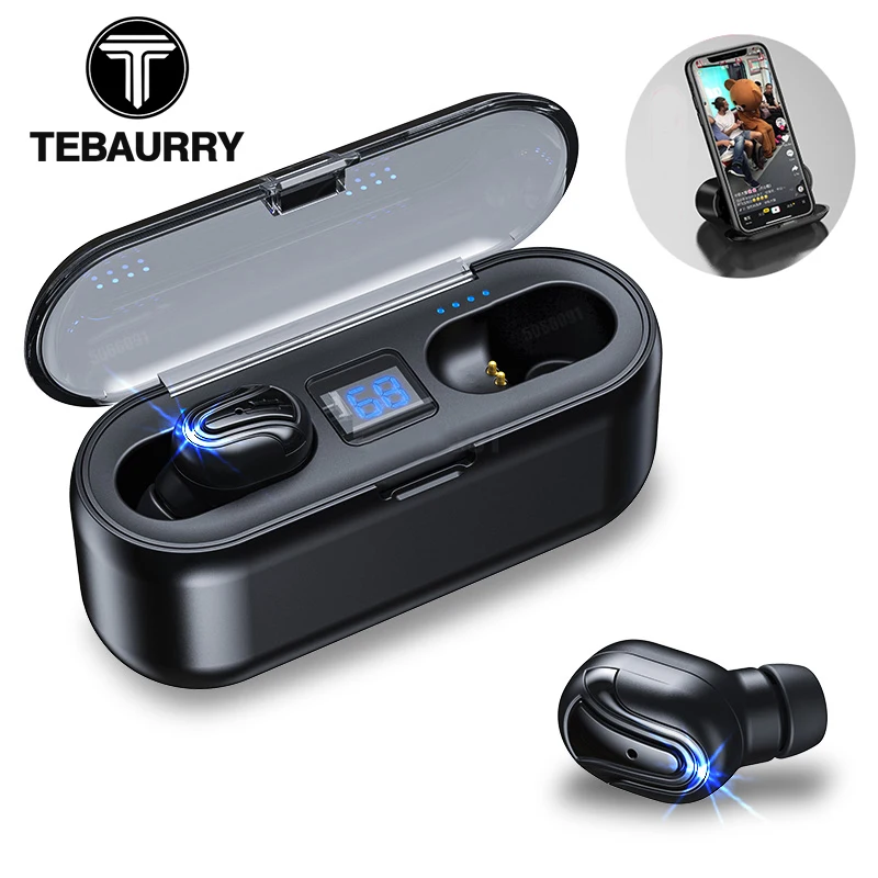 TEBAURRY TWS V5.0 Bluetooth наушники беспроводные наушники мини беспроводные наушники 6D Hi-Fi стереогарнитура с внешним аккумулятором на 3500 мАч