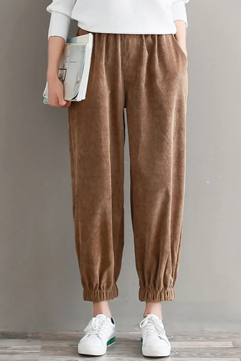 

Autumn Winter Pants Women Vintage Corduroy Women Long Plus Trousers Loose Casual Style Harem Pants DM001