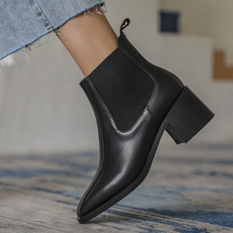 

High Heels Women Chelsea Boots Zip Square Toe Footwear Female Ankle Boot Fashion Shoes Woman Autumn New 2020 Shoes Boots Women