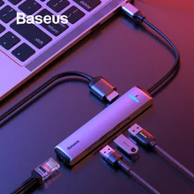 Baseus USB C концентратор USB для мульти HDMI USB 3,0 RJ45 Кардер ридер OTG адаптер USB разветвитель для MacBook Pro Air USB док-станция type C концентратор
