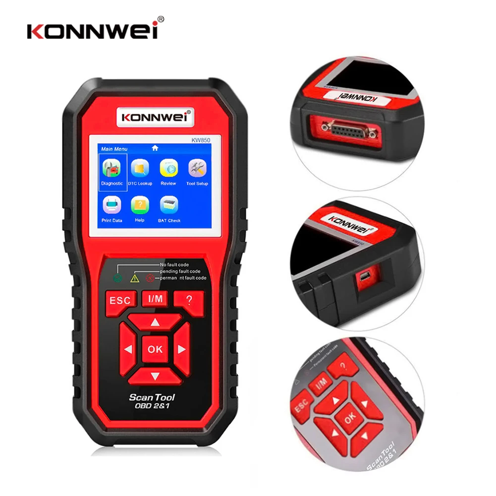 Профессиональный OBD2 сканер автомобильный KW850 считыватель кодов OBD II и EOBD