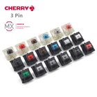 Оригинальный механический переключатель клавиатуры Cherry MX, серебристый, красный, черный, синий, коричневый, серый, оси переключатель вала 3-контактный переключатель Cherry Clear