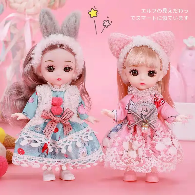 

New 16cm Bjd Doll 13 joints movable Cute Doll 3D Brown Eye Dress Up Fashion Baby with Clothes Shoes Children's DIY Toy Girl Gift