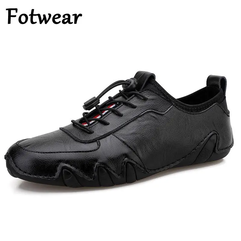 

Cow Leather Men Shoes Big Size 46 Mens Sneakers Lace Up Casual Shoes Breathable Driving Loafers Genuine Leather Adult Trainers