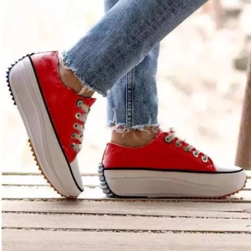 

2021 Summer Women New Flat Bottom LaceUp SportsShoesFashionable Comfortable Antiskid Breathable Hot Sale Platform Shoes XM242