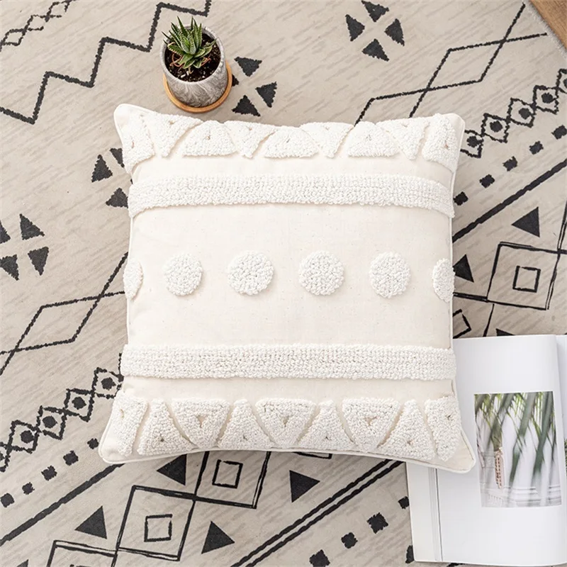 

Beige Tufted Cushion Covers Living Room Nordic Decorative Sofa Pillowcase Bedroom Handmade Throw Pillow Cover Office Home Decor
