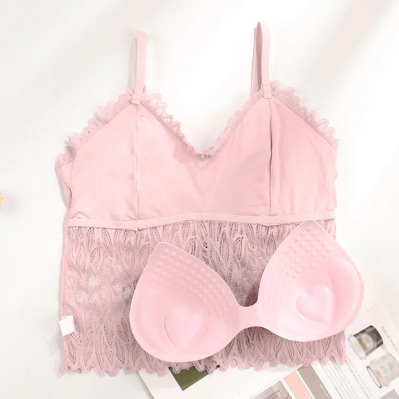 

Women Wireless Bra Padded Bralette Camisole Sexy Lace Bras Summer Crop Top Vest Ladies Embroidery Floral Tank Tops Acce