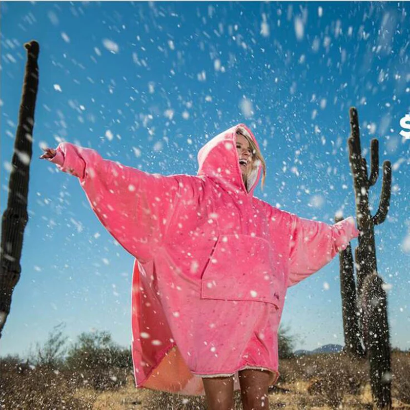 

Зимнее одеяло с капюшоном для телевизора, одноцветное флисовое пальто из кораллового флиса, купальный халат для взрослых, диван, ТВ одеяло, ...