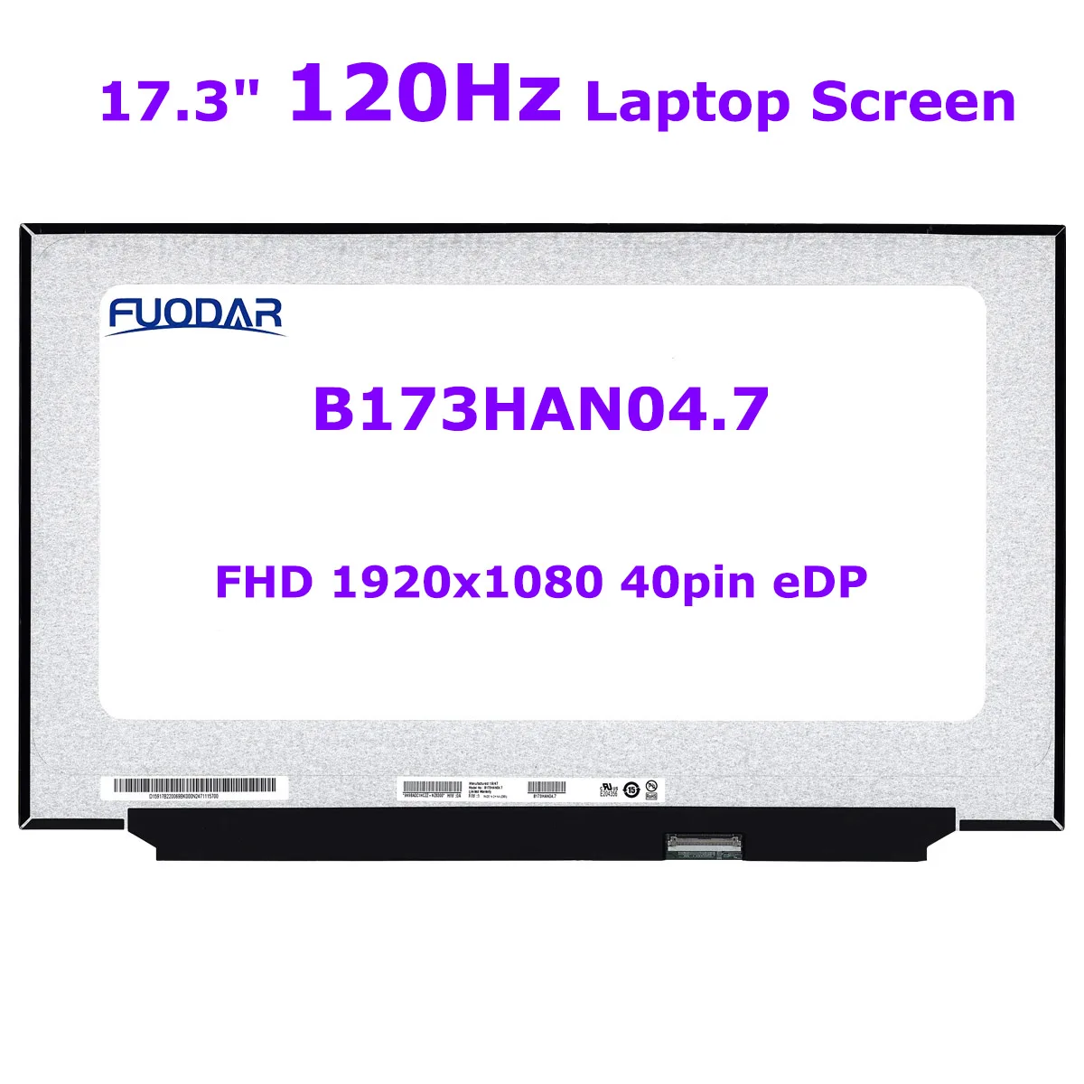 

Экран для ноутбука 120 Гц, 17,3 дюйма, B173HAN04.7, для MSI MS-17F2 ASUS FX706LI FX706IU, ЖК матричный дисплей, IPS панель FHD 1920x1080 40pin eDP