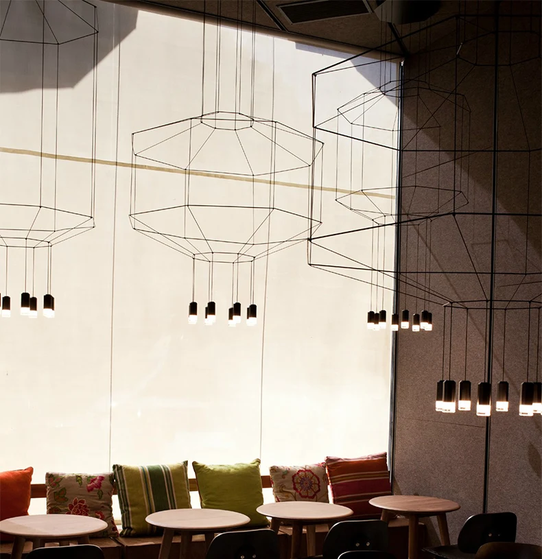 Modern Line Art Pendant Lights Led String Lamp DIY Geometric Hanging for Living Room Home Decor Lighting Fixture Luminaire | Лампы и