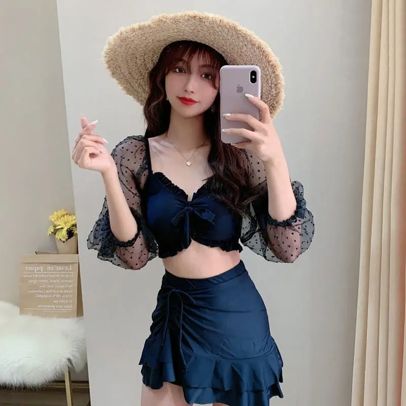 Комплект бикини женский в стиле девушки Мори пляжная одежда с длинным рукавом