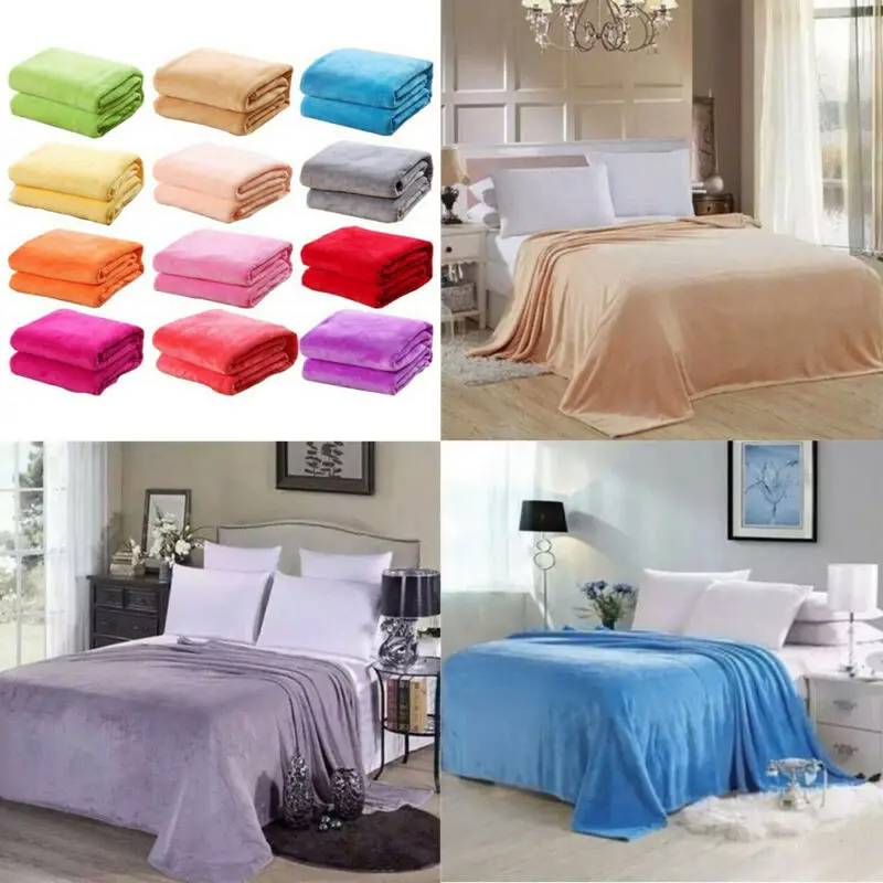 New Fashion Small Super Warm Solid Micro Plush Fleece Blanket Throw Rug Sofa Bedding | Дом и сад