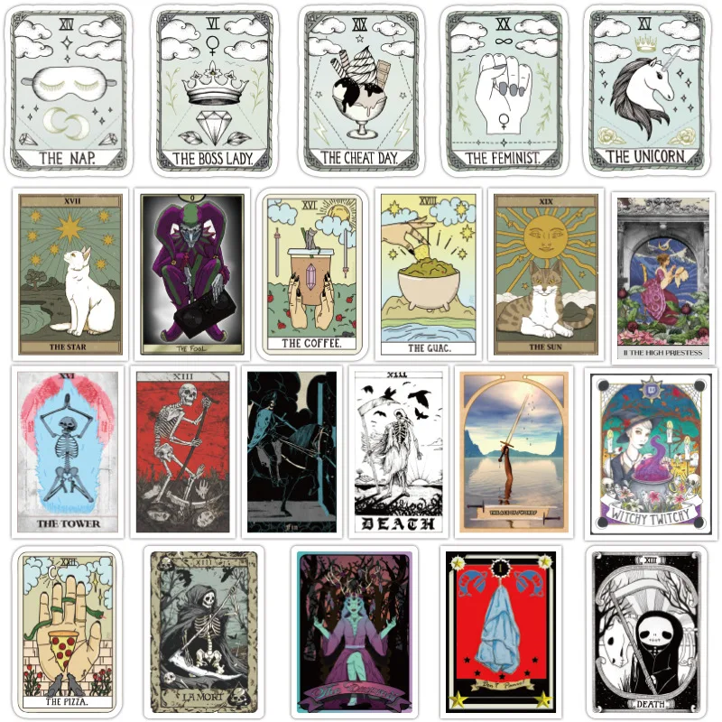 

10/30/50PCS Tarot card divination graffiti boy toy mobile phone trolley case waterproof guitar skateboard sticker wholesale