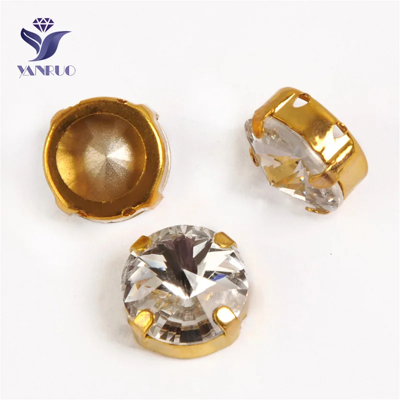 Crystal Yanruo 1122 стакан Rivoli Strass хрустальные маскарадные камни металлическая установка DIY заостренный назад пришить стразы для поделок - Цвет: Crystal