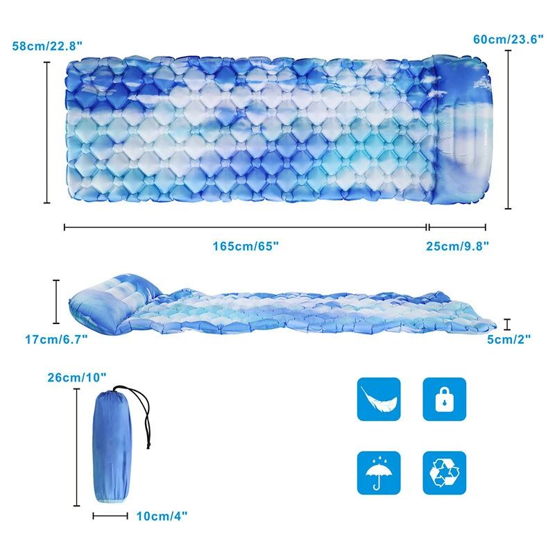 melhor Ao Ar Livre Colchão Com Travesseiro De Enchimento Rápido Carro Portátil Almofada Dormir Piquenique Colchão De Ar Compacto Para Acampamento Mochila