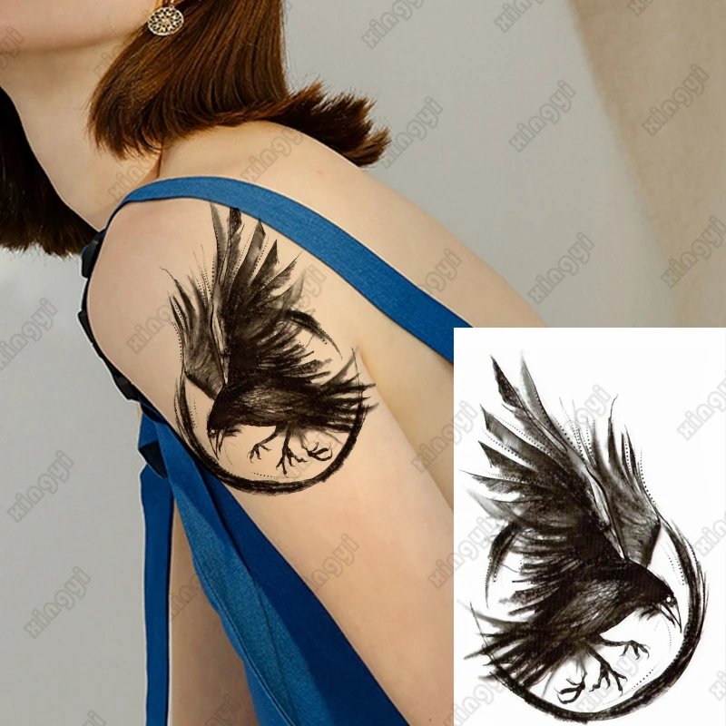 Waterproof Temporary Tattoo Sticker King of The Sky Eagle Wing Fake Tatto Flash Tatoo Hand Arm Middle Size Art Tattoos Women Men