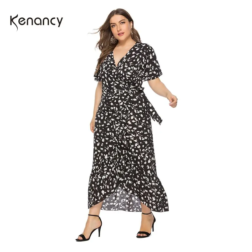 Женское платье большого размера Kenancy летнее Сексуальное Платье макси с цветочным