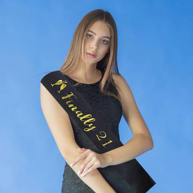 

1 шт., наконец, 21 пестрого сатина, счастливый День рождения Празднование 21st подарок на день рождения Для женщин Взрослый 21 лет Юбилей УП