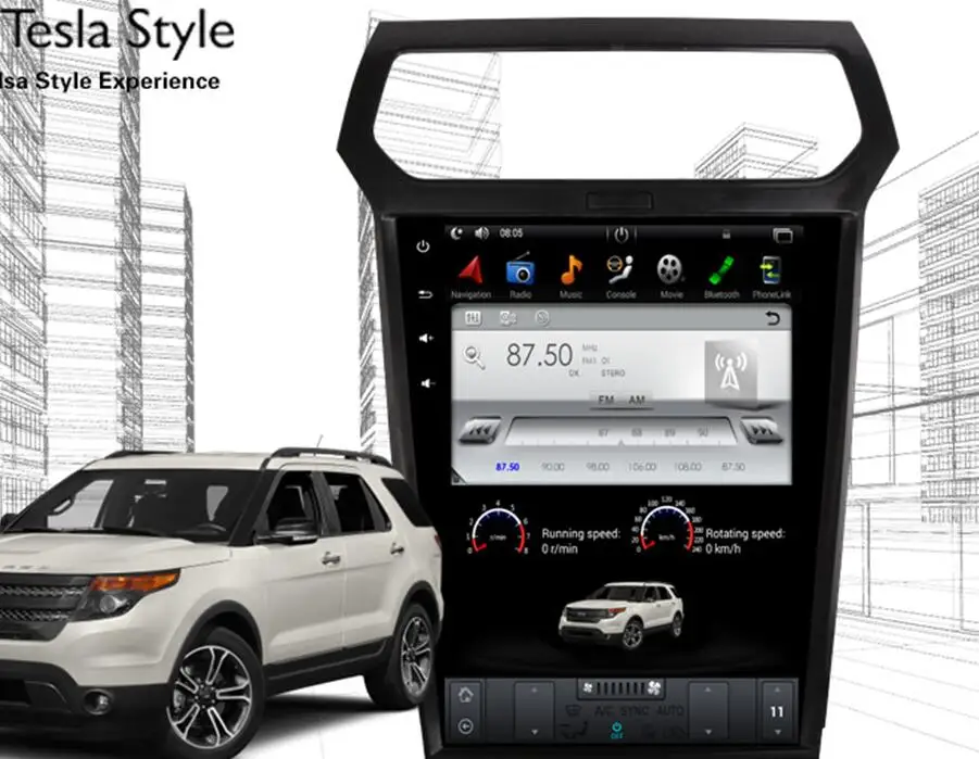 Tesla стиль Android 9 автомобильный без dvd плеера GPS навигация для Ford Explorer 2011 + головная