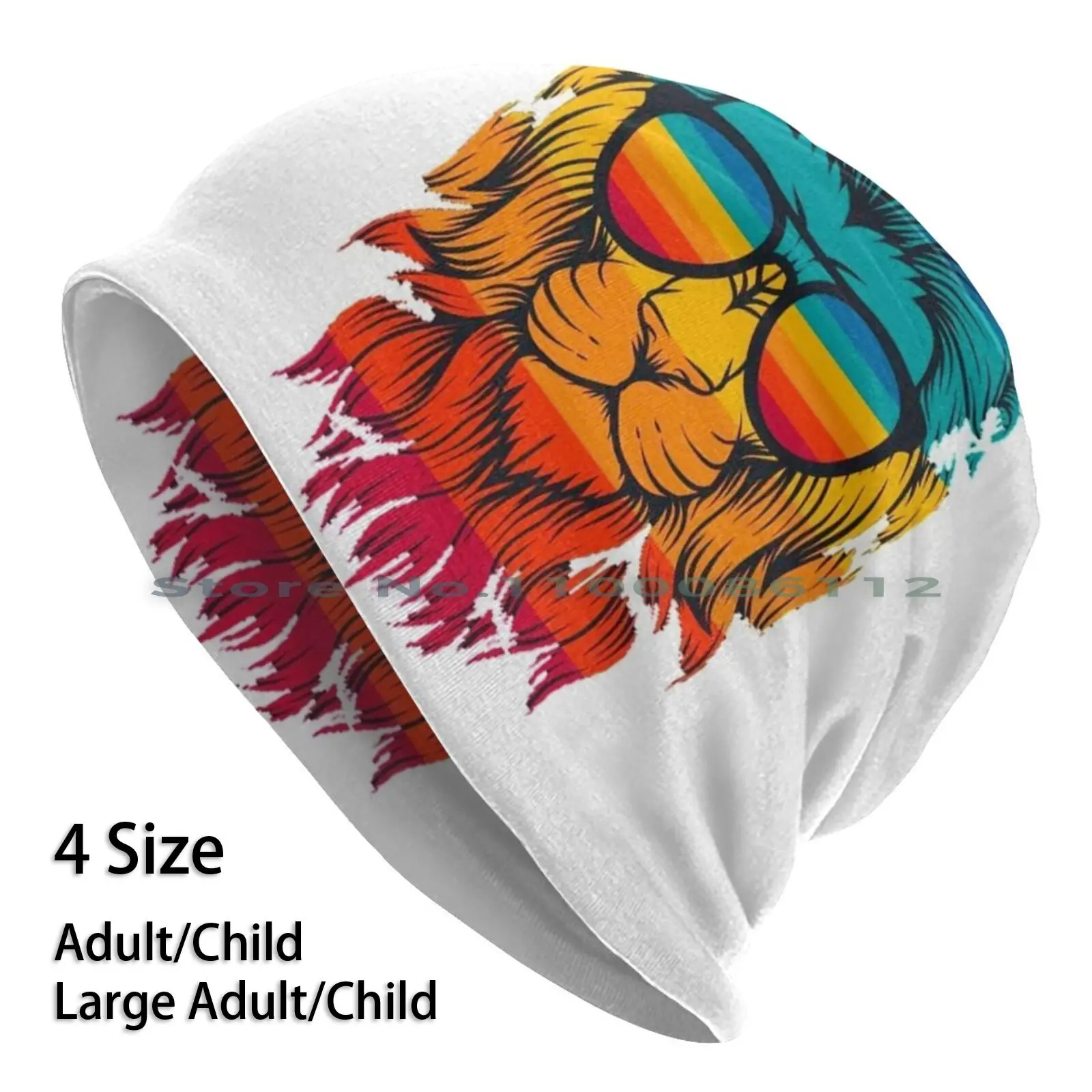 

Dreadnought Beanies Knit Hat Lion Rasta Multicolor Glasses Sunny Fauna King Of The Jungle Brimless Knitted Hat Skullcap Gift