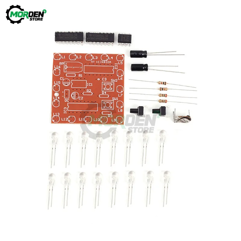 NE555 + 74HC595 16 бит канальный светильник плавные огни s DIY Kit сварочная панель