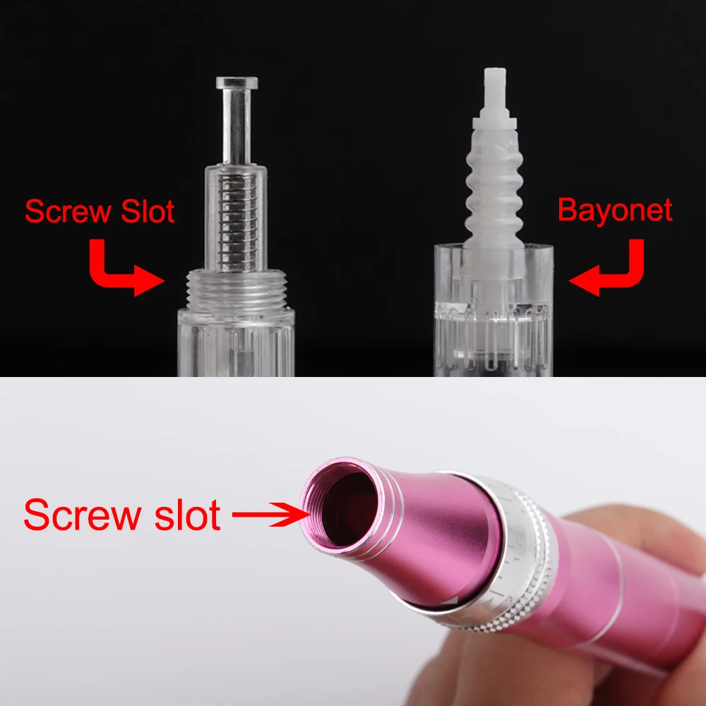 10/50pcs Screw Slot Micro Needle Pen Electric Derma 9pin /12pin /36pin /nano/3D Needles Cartridges for Face Skin Hair Growth - купить по