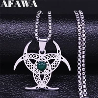 irish knot moon natural stone stainless steel necklace silver color statement necklace womenmen jewelry colier homme n4341s02