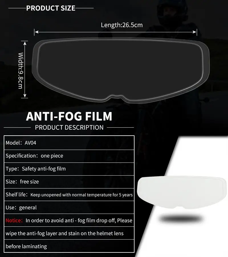

Anti-fog patch Motorcycle Full Face Helmet Generic for K3 K4 AX8 LS2 Motorbike Helmet Lens Motocross Full Face Visor