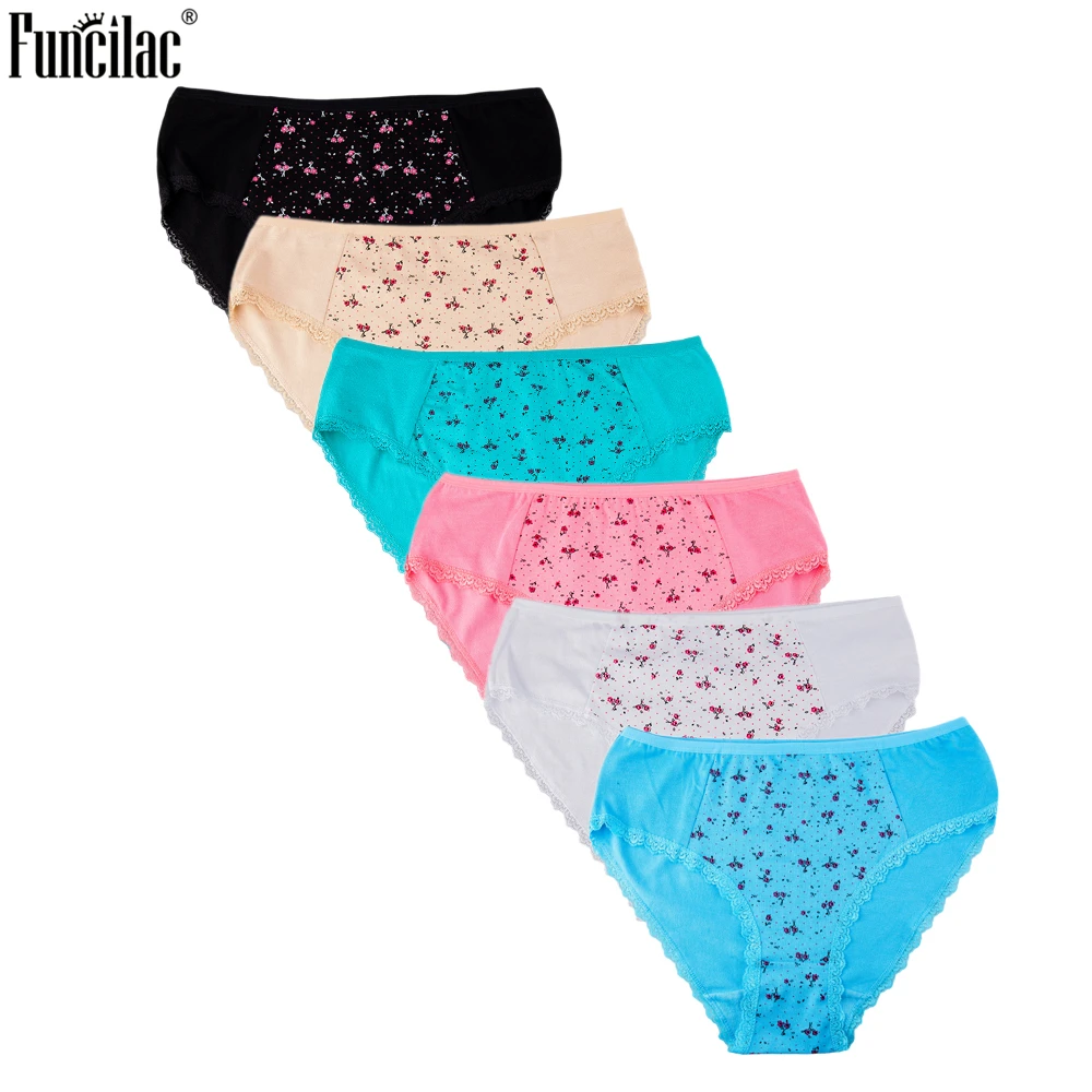 FUNCILAC женские сексуальные кружевные хлопковые трусы нижнее белье мягкие со