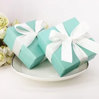 100pcs square wedding box blue souvenirs baby shower candy box small gift box party supplies wedding decoration for chocolate