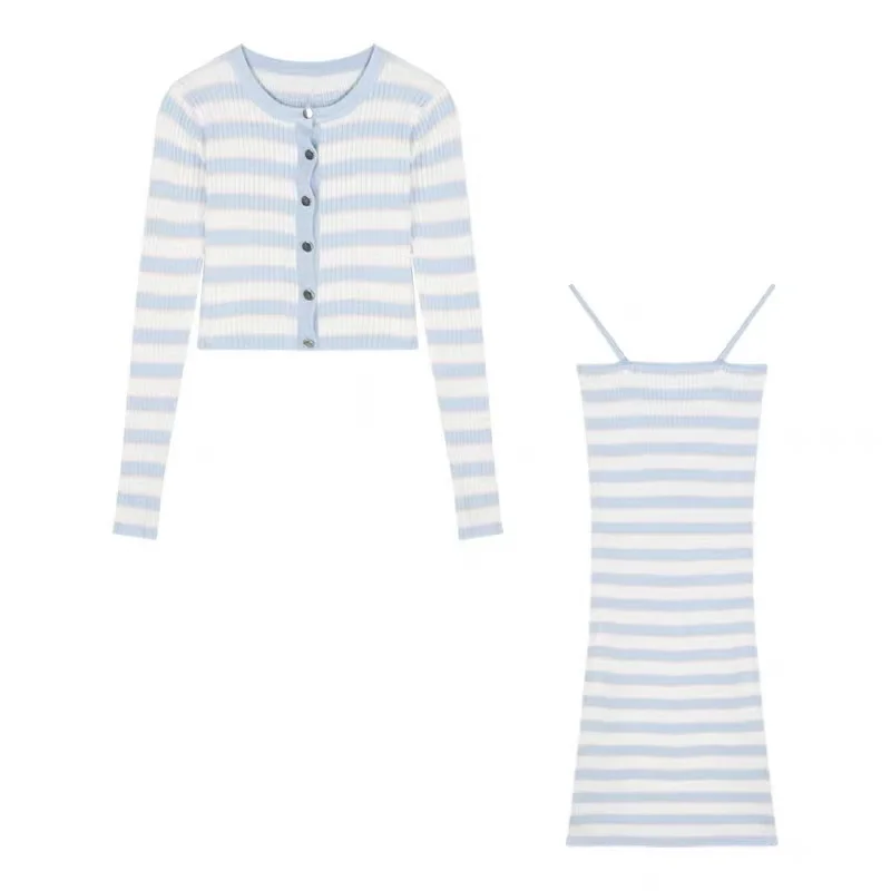 

2021 Striped Knitted Suspender Dress for WomenNuyoah
