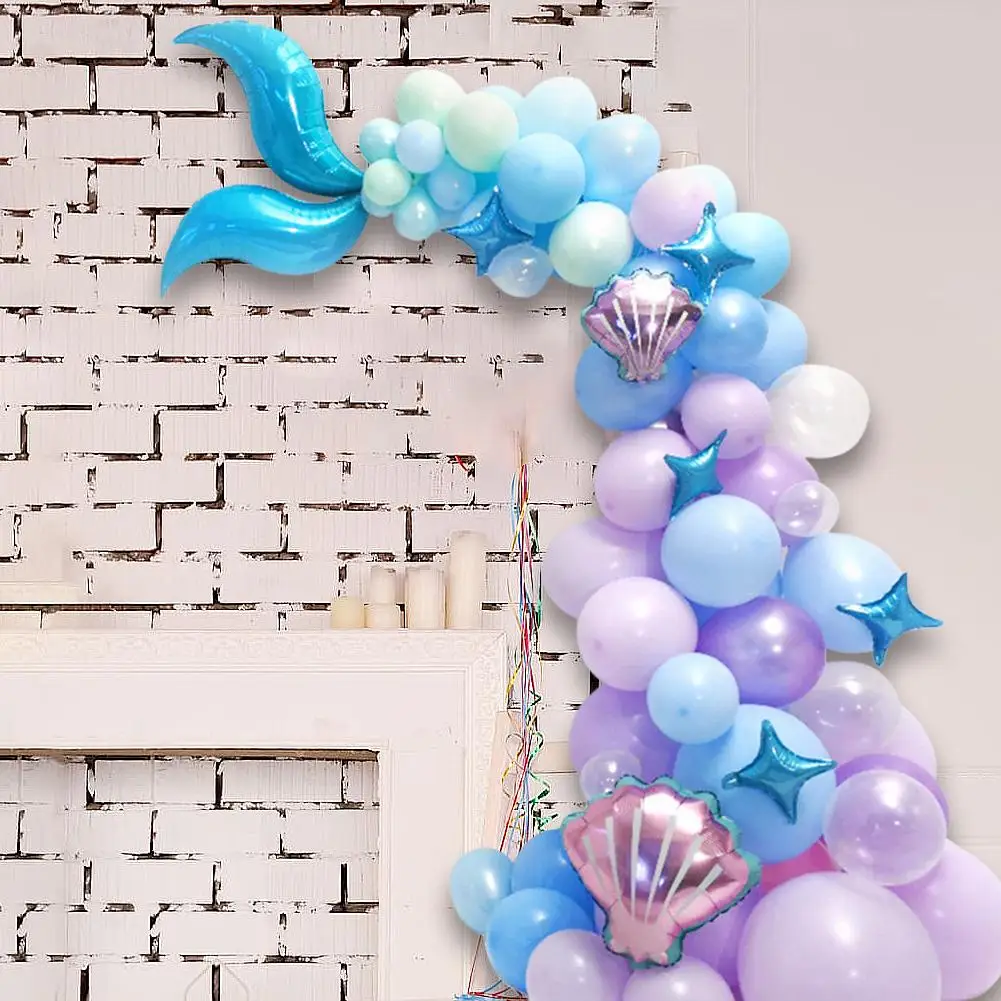 87Pcs Mermaid Tail Balloon Garland Set Latex Arch Wedding Baby Shower Girl Birthday Party DIY Decorations Supplies | Дом и сад
