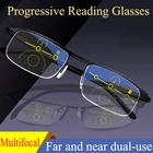 Очки для чтения с увеличением близорукости и двойным целевым мультифокусом, унисекс, очки для дальнозоркости с прогрессивным интеллектуальным увеличением и защитой от синего спектра, 2021