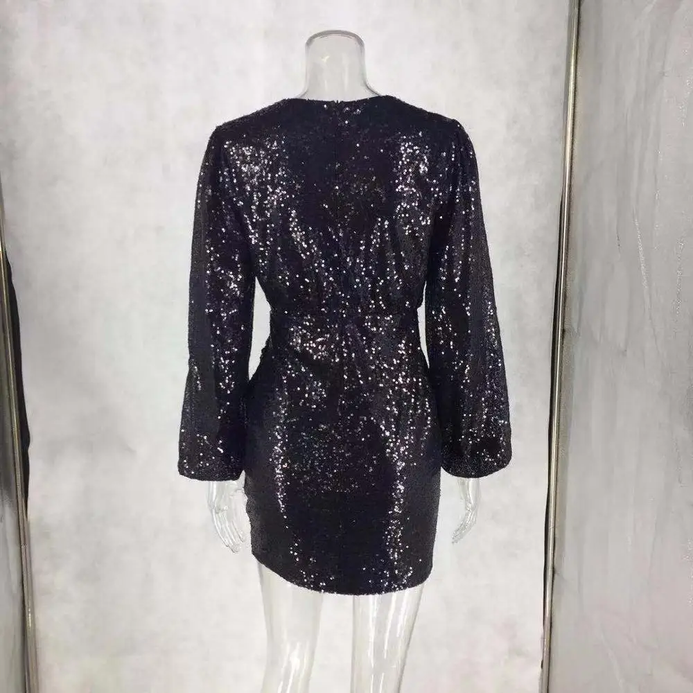 

MSXU 2020 Spring New Hot Women Long-sleeved V-neck Dress Casual Personality Slim Waist Slimming women Dress