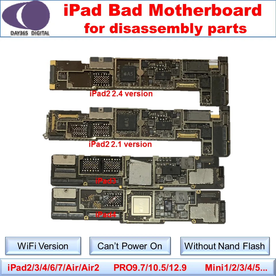 Плохая материнская плата для ipad 2 3 4 5 6 7 air mini 1 PRO 9 10 PCB без Nand разборка запчасти