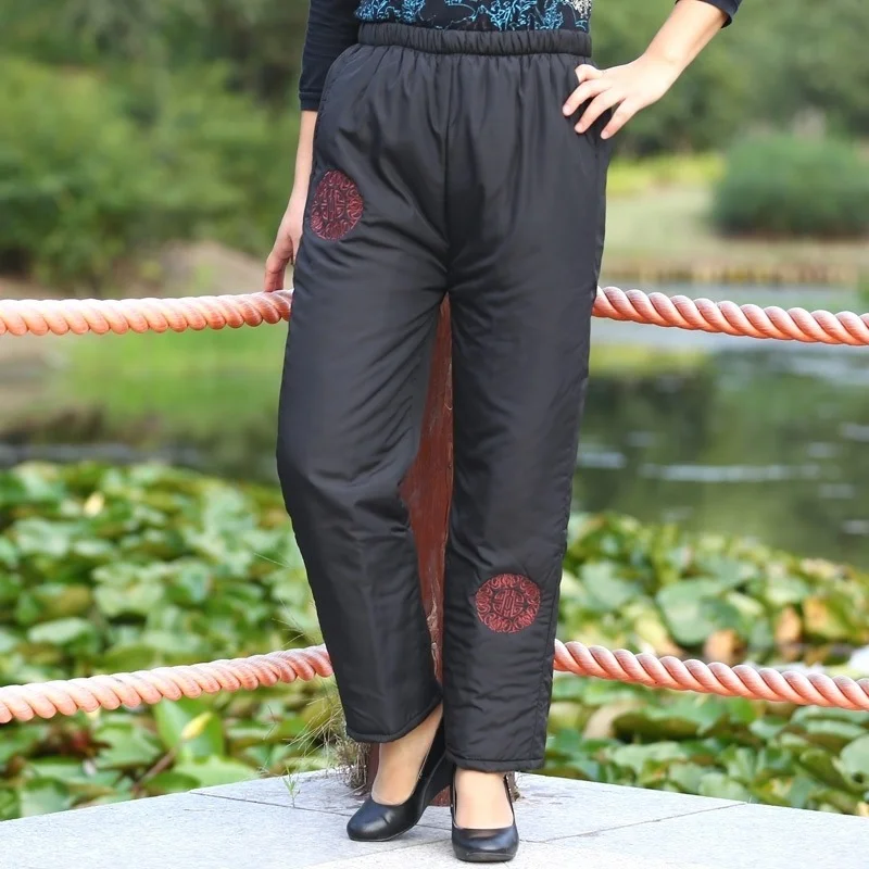 

Женские зимние толстые хлопковые брюки, теплые женские повседневные брюки с высокой талией, свободные прямые длинные брюки фоторазмера 4XL ...